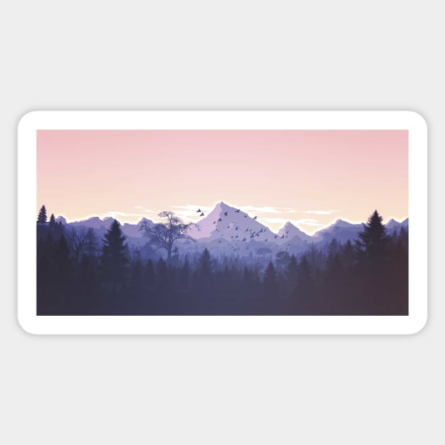 Beautiful Landscape Illustration Sticker by LineXpressions